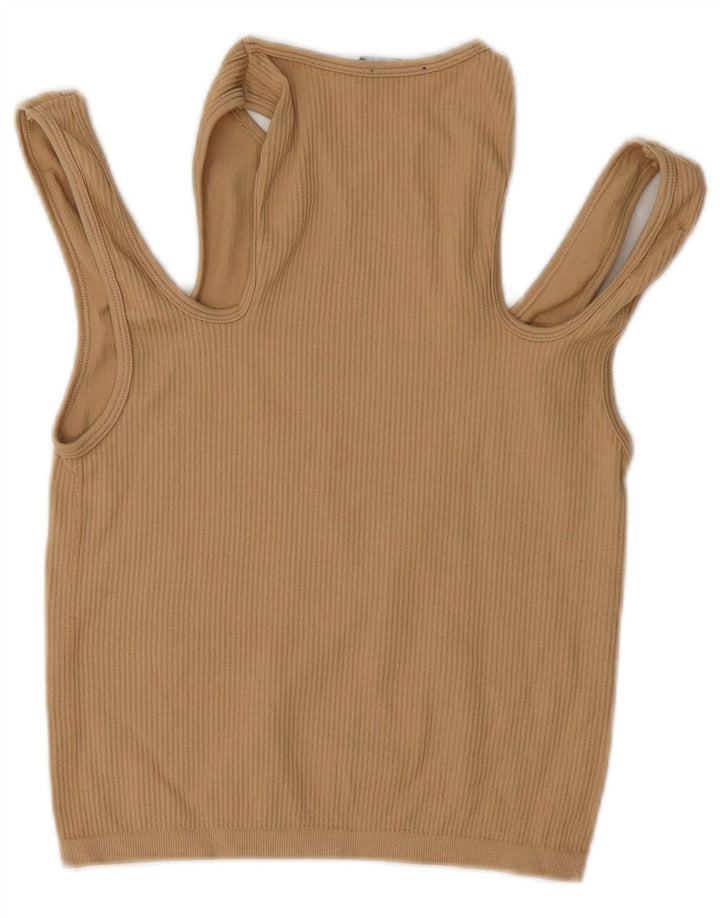 Blusa feminina Zara com ombro de fora, Reino Unido 14 Grande Bege