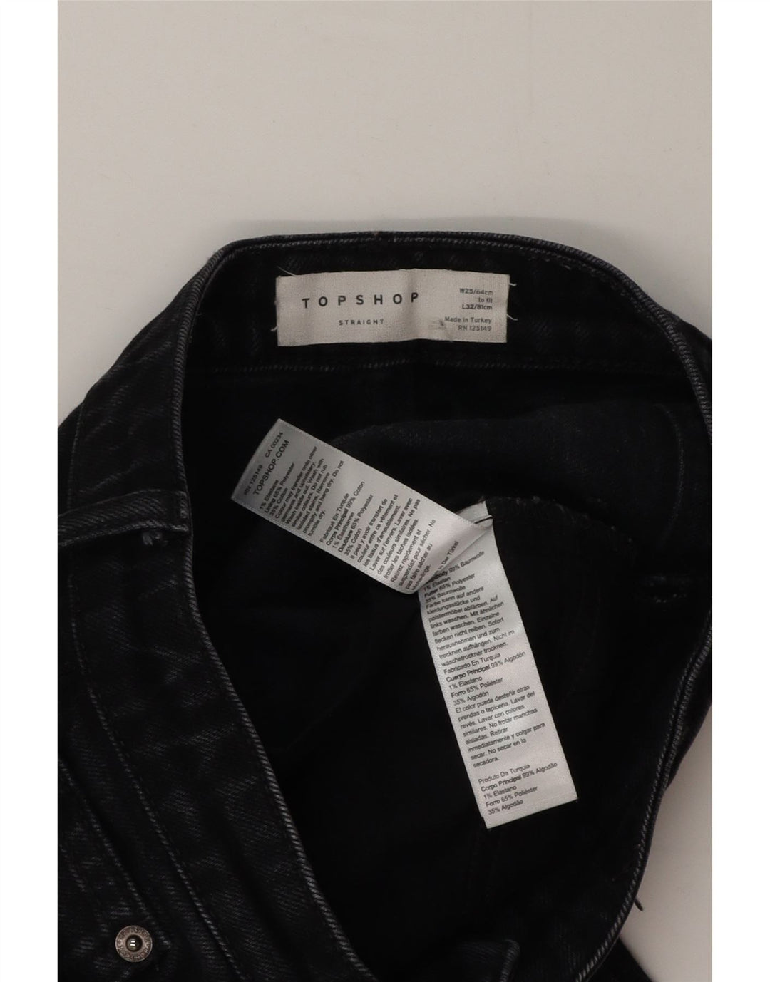 Jeans retos femininos Topshop W25 L26 algodão preto