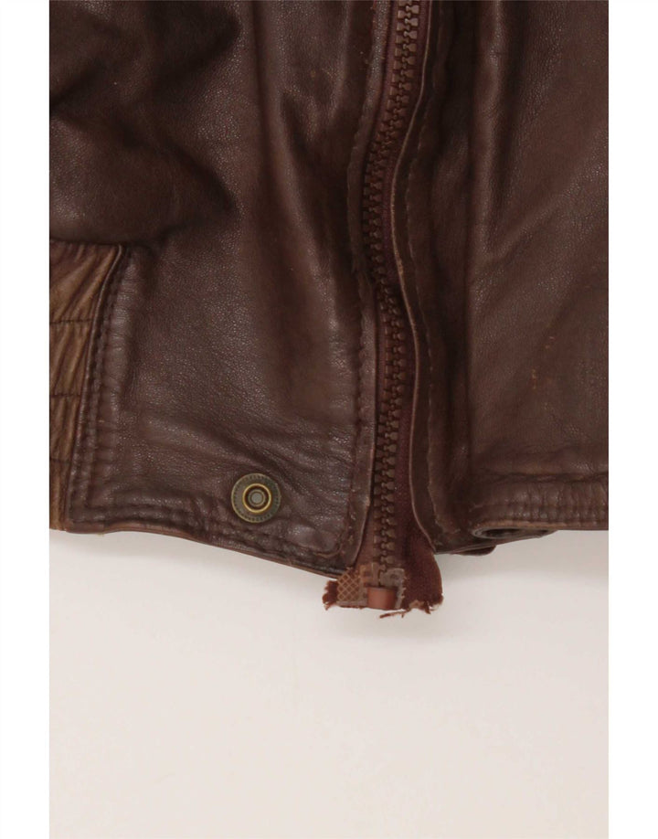 Jaqueta de couro masculina vintage UK 38 marrom médio