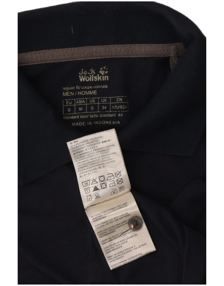 Camisa polo masculina JACK WOLFSKIN UK 34 pequena azul marinho poliéster