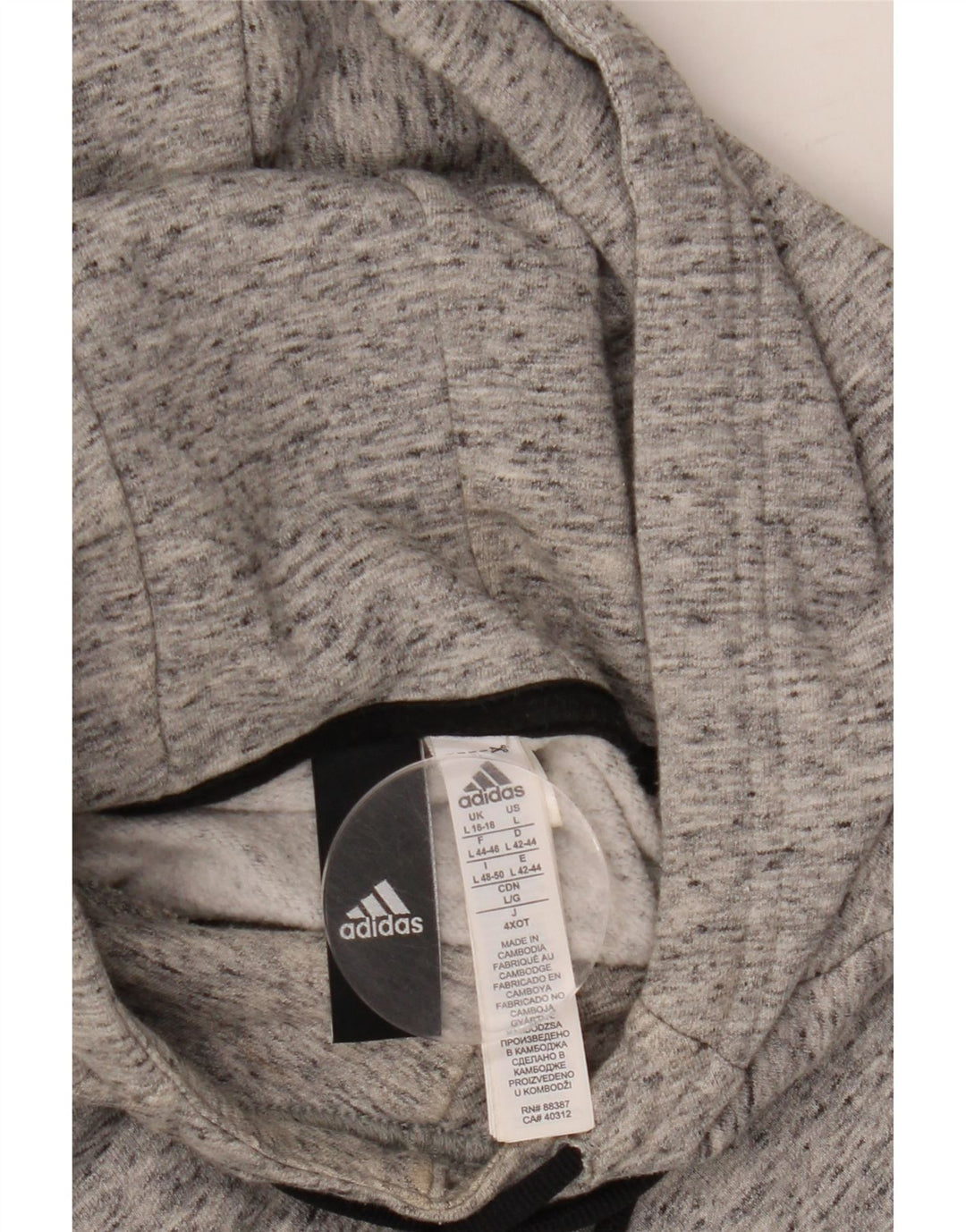 ADIDAS Womens Hoodie Jumper UK 16/18 Grande Cinza Flecked Algodão