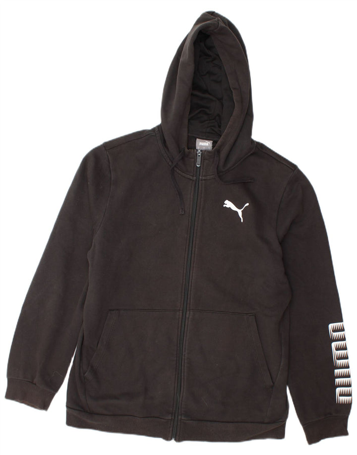 Suéter masculino Puma Graphic Zip com capuz médio algodão preto