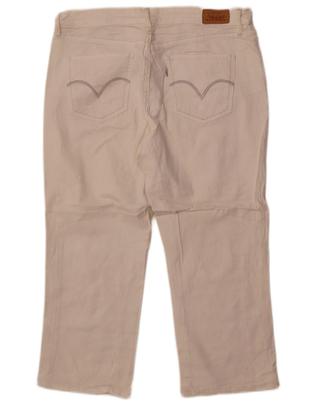 Calça jeans feminina Levi's Capri US 12 grande W32 L22 algodão branco