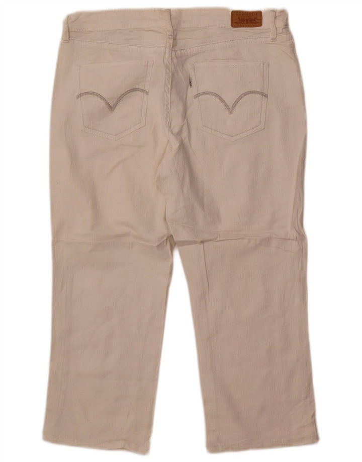 Calça jeans feminina Levi's Capri US 12 grande W32 L22 algodão branco