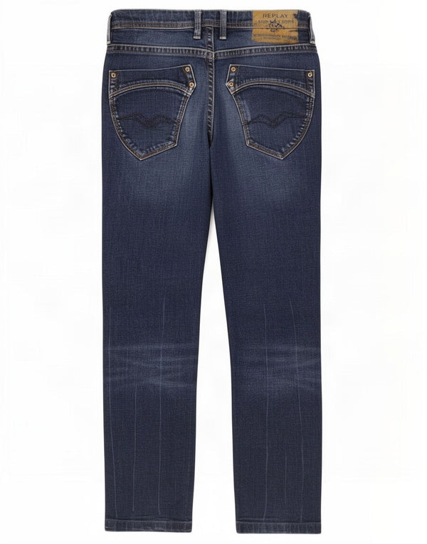 Replay Jeans Straight Boys 13-14 Anos W28 L28 Azul Marinho Algodão