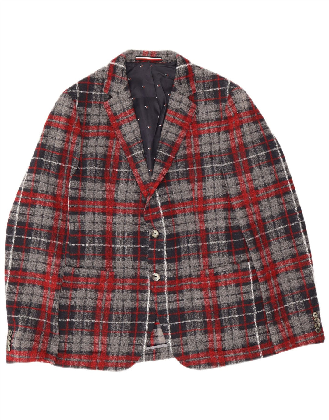 Tommy Hilfiger Jaqueta blazer masculina de 2 botões UE 50 grande xadrez azul marinho