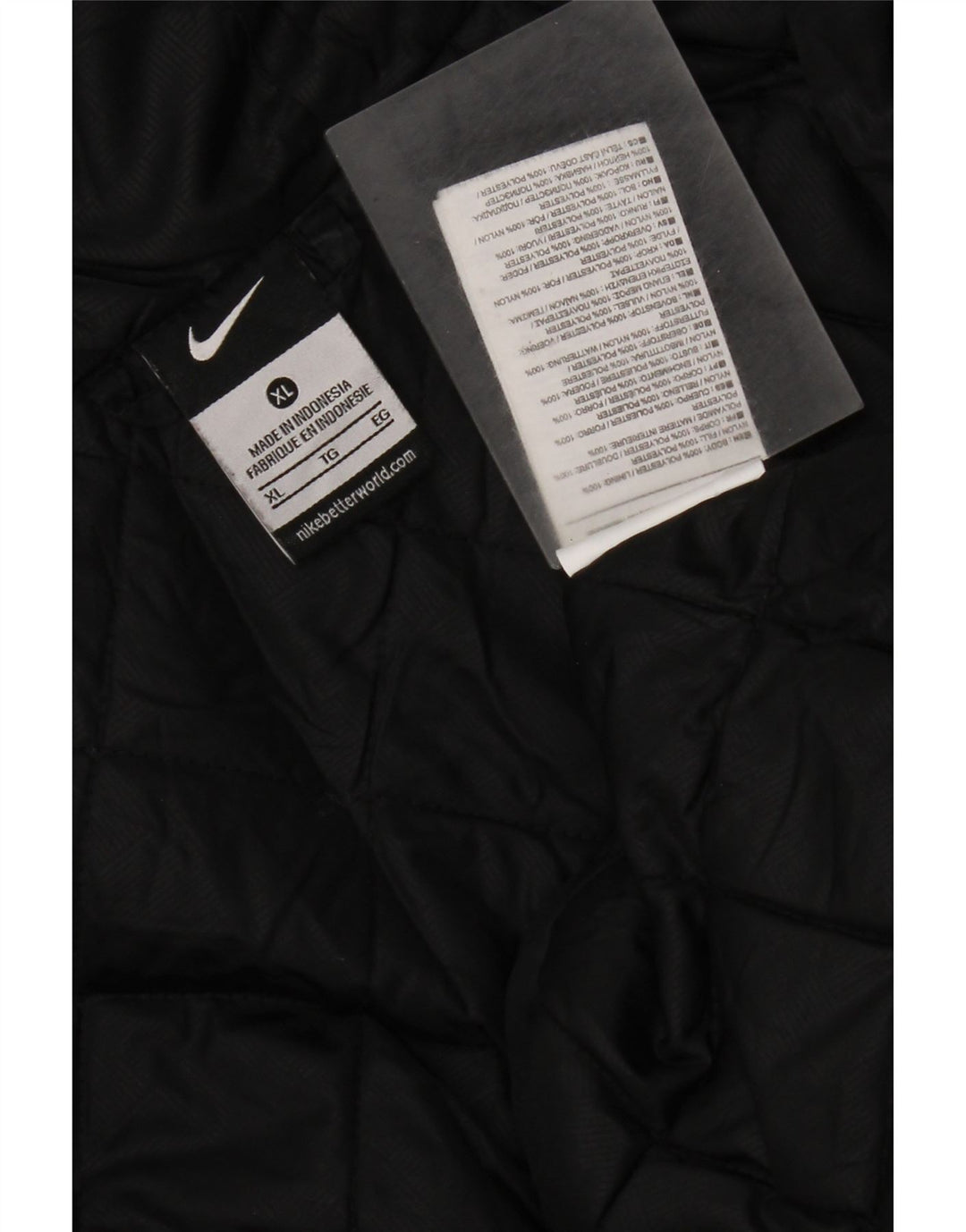 Jaqueta corta-vento masculina Nike com capuz UK 42 XL poliéster preto