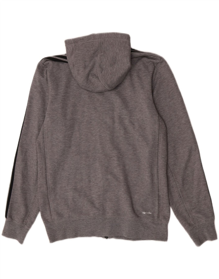 Suéter Adidas Masculino Climalite Zip com capuz cinza médio poliéster