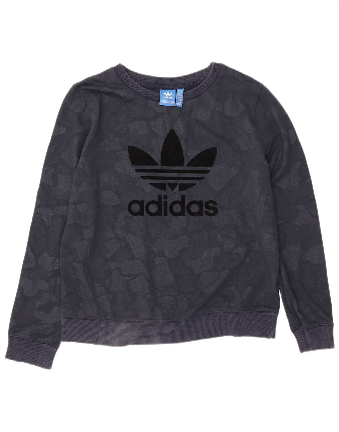 ADIDAS Womens Oversized Sweatshirt Jumper UK 10 Pequeno Azul Marinho