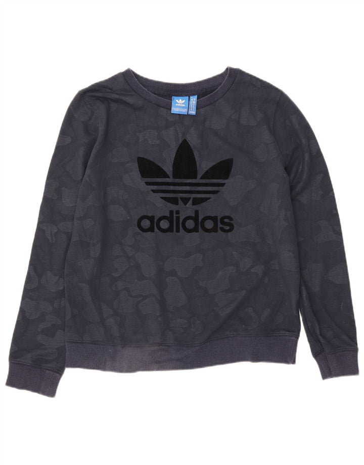 ADIDAS Womens Oversized Sweatshirt Jumper UK 10 Pequeno Azul Marinho