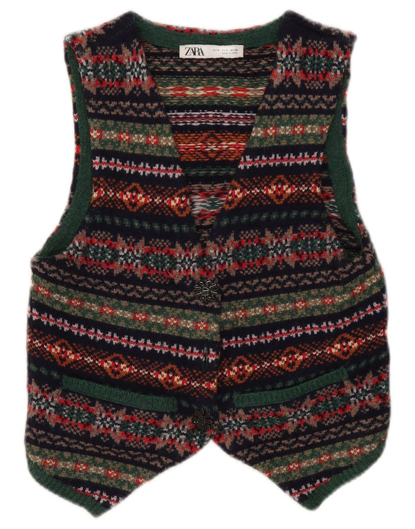 Colete feminino Zara UK 12 lã multicolorida média
