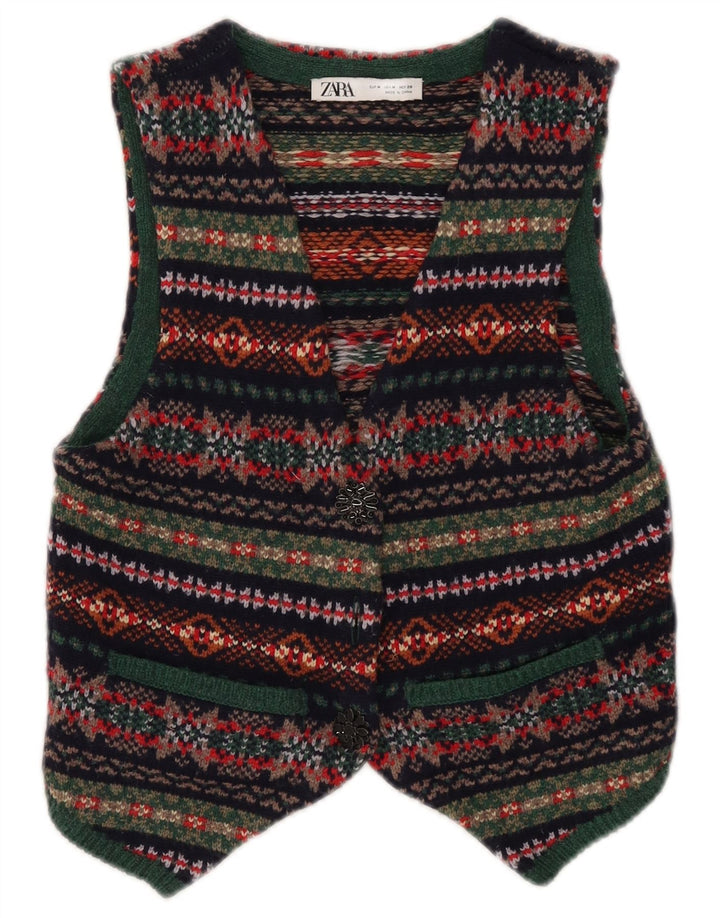 Colete feminino Zara UK 12 lã multicolorida média