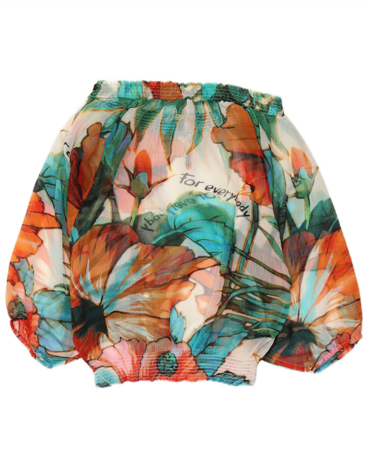 Desigual Top feminino manga comprida ombro a ombro 10 pequeno multicolorido