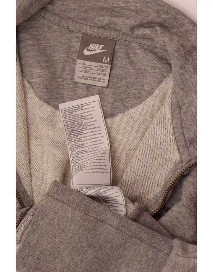 Nike Womens Tracksuit Top Jacket UK 10/12 Médio Cinza Flecked Algodão