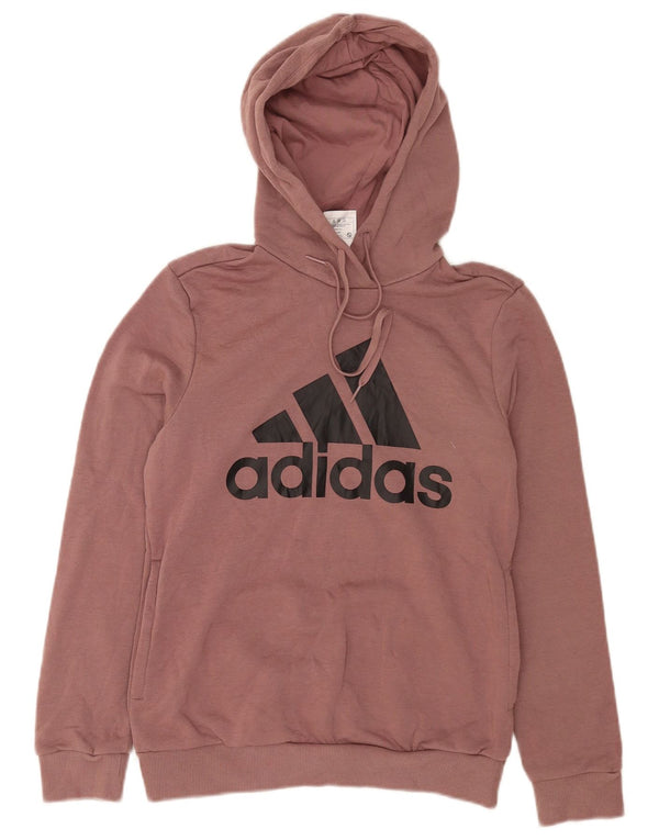 Adidas Womens Graphic Hoodie Jumper UK 10 Pequeno Roxo Algodão