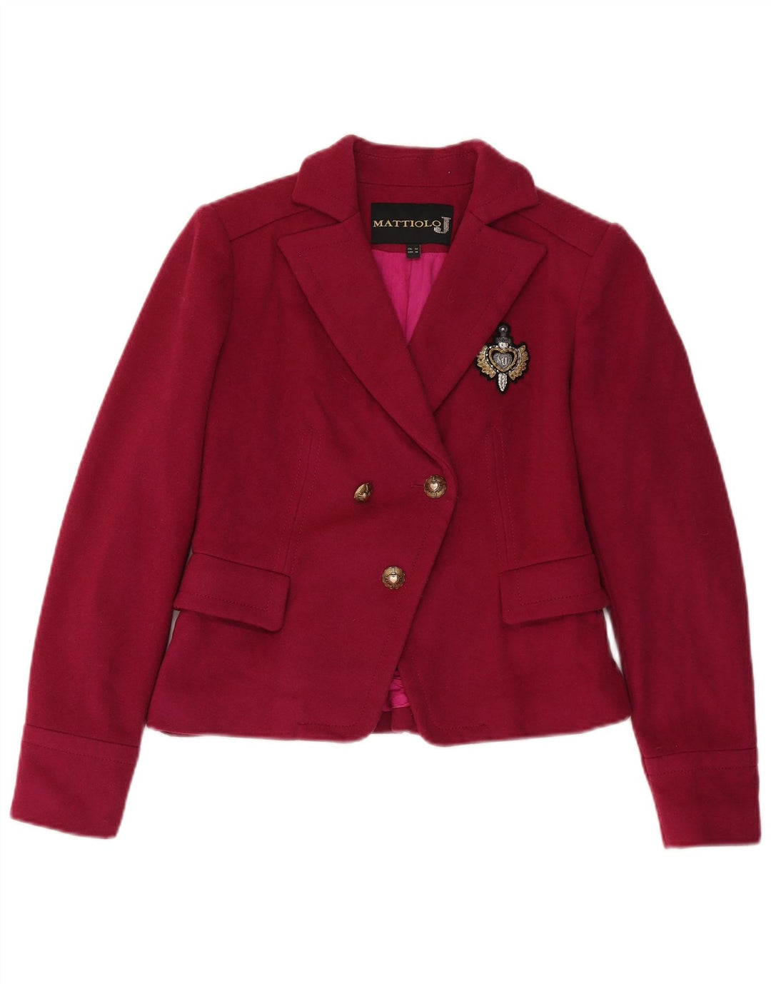 Jaqueta blazer feminina Gai Mattiolo com peito duplo IT 42 lã rosa médio