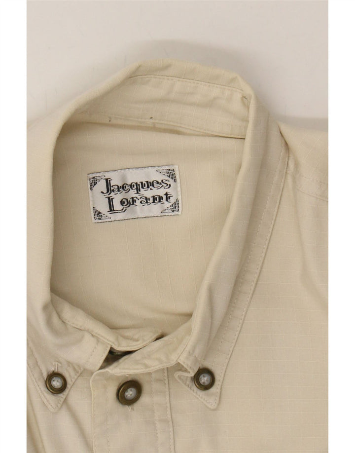 JACQUES LORANT Mens Shirt Large Beige Cotton Vintage Jacques Lorant and Second-Hand Jacques Lorant from Messina Hembry 