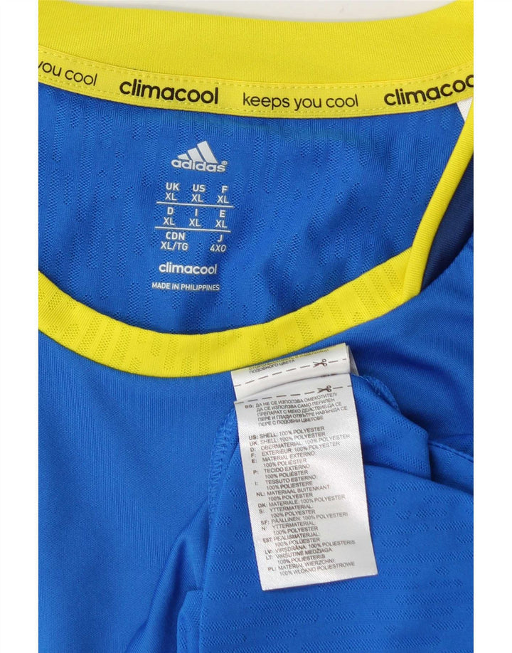 Adidas Masculino Climacool Camiseta Top XL Azul Colorblock Poliéster