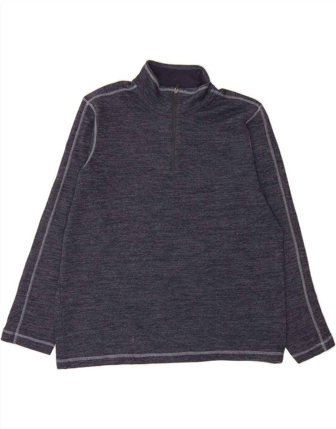 EDDIE BAUER Mens Zip Neck Sweatshirt Jumper XL Navy Blue Flecked Cotton Vintage Eddie Bauer and Second-Hand Eddie Bauer from Messina Hembry 