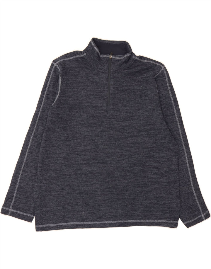 EDDIE BAUER Mens Zip Neck Sweatshirt Jumper XL Navy Blue Flecked Cotton Vintage Eddie Bauer and Second-Hand Eddie Bauer from Messina Hembry 