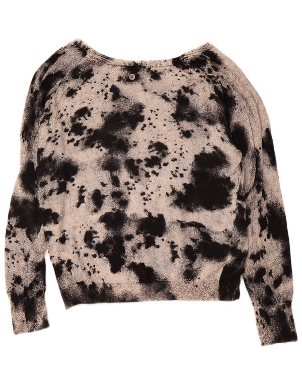 Suéter feminino diesel com gola canoa, uk 10, pequeno, preto, tie-dye, algodão
