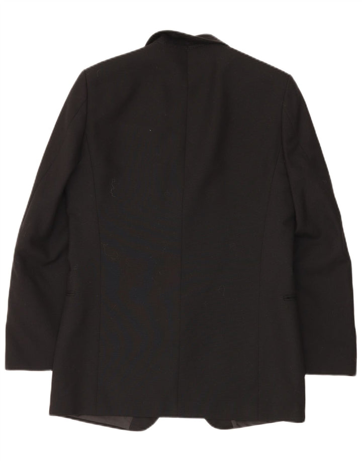 Jaqueta blazer masculina vintage com 1 botão Reino Unido 38 lã nova preta média