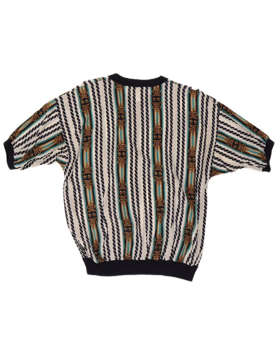 Blusa feminina ENNEDI UK 12 acetato listrado branco médio