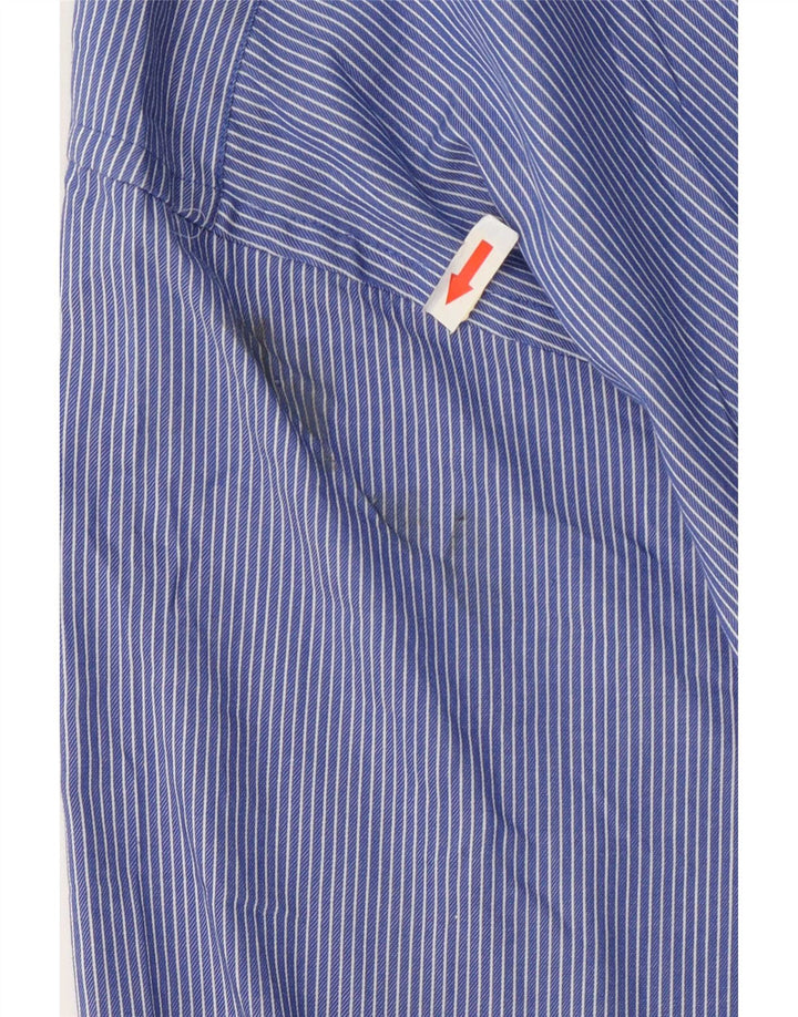 Camisa masculina Chaps tamanho 16 1/2 grande algodão listrado azul