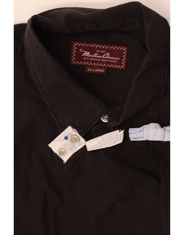 Camisa masculina Marlboro Classics 2XL algodão xadrez marrom