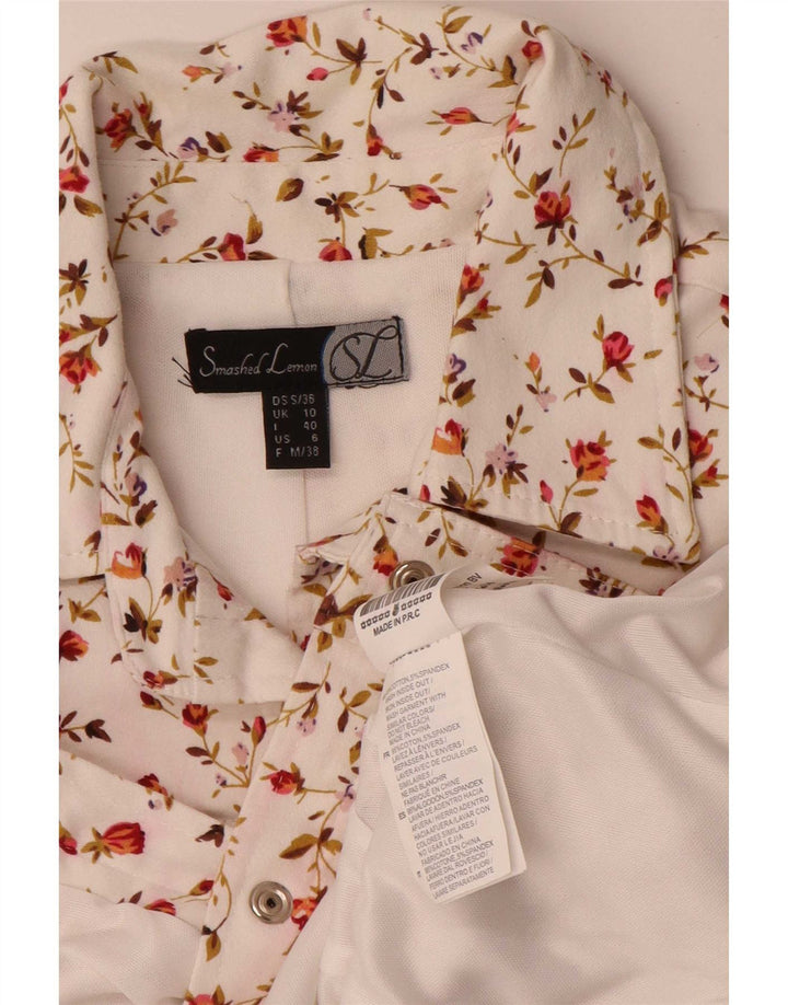 Jaqueta bomber feminina Smashed Lemon Reino Unido 10 algodão floral branco pequeno