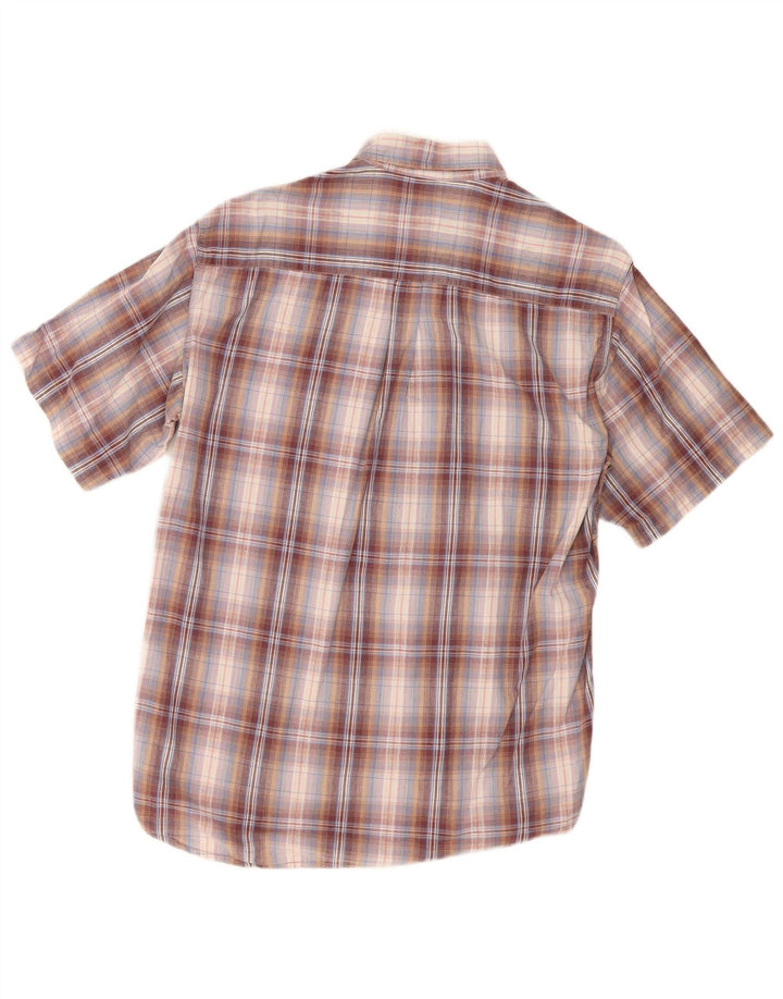 Carrera Camisa masculina de manga curta grande algodão xadrez Borgonha