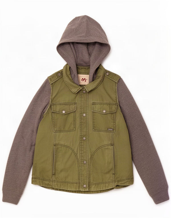 Jaqueta bomber militar feminina Hollister UK 12 Medium Khaki Colourblock