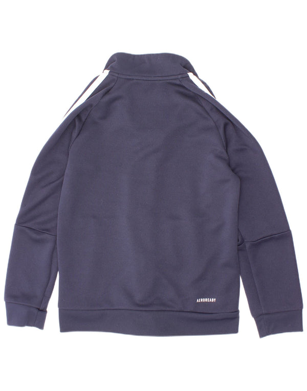 Adidas Boys Aeroready Tracksuit Top Jacket 7-8 Years Navy Blue Polyester