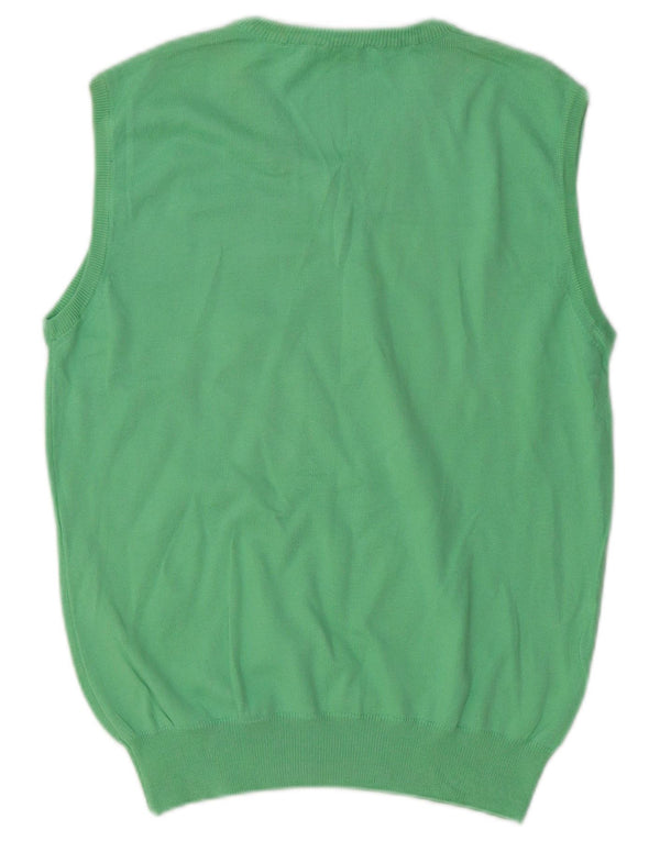 Brooksfield Mens Vest Tank Top IT 46 Pequeno Algodão Verde