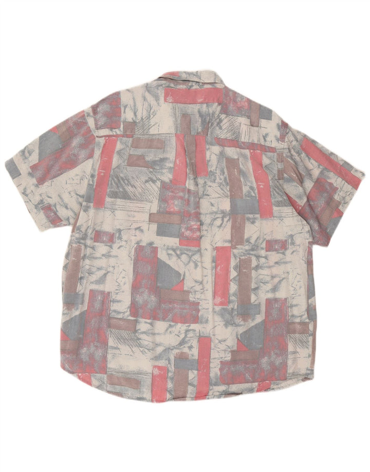Camisa masculina vintage de manga curta com padrão abstrato XL cinza