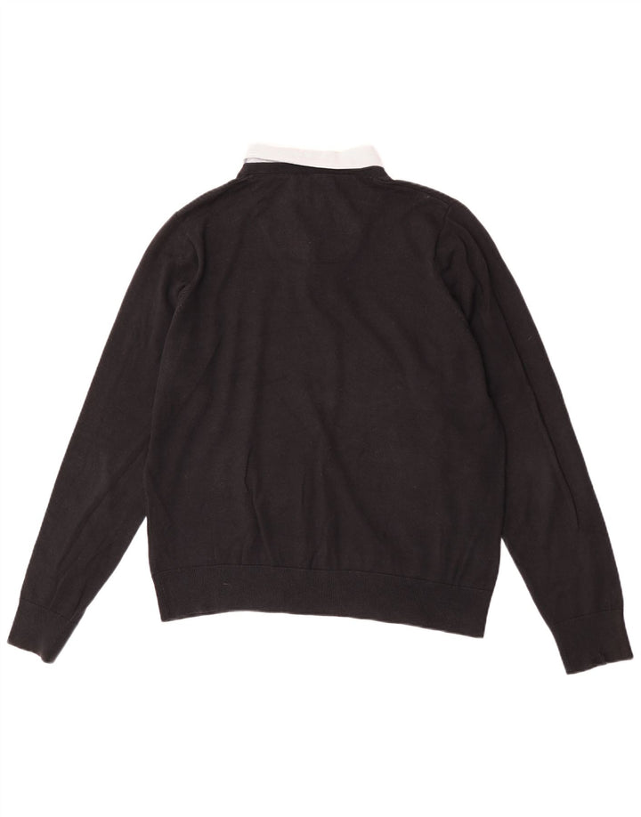 Suéter masculino Marks & Spencer Autograph com decote em V de algodão preto médio