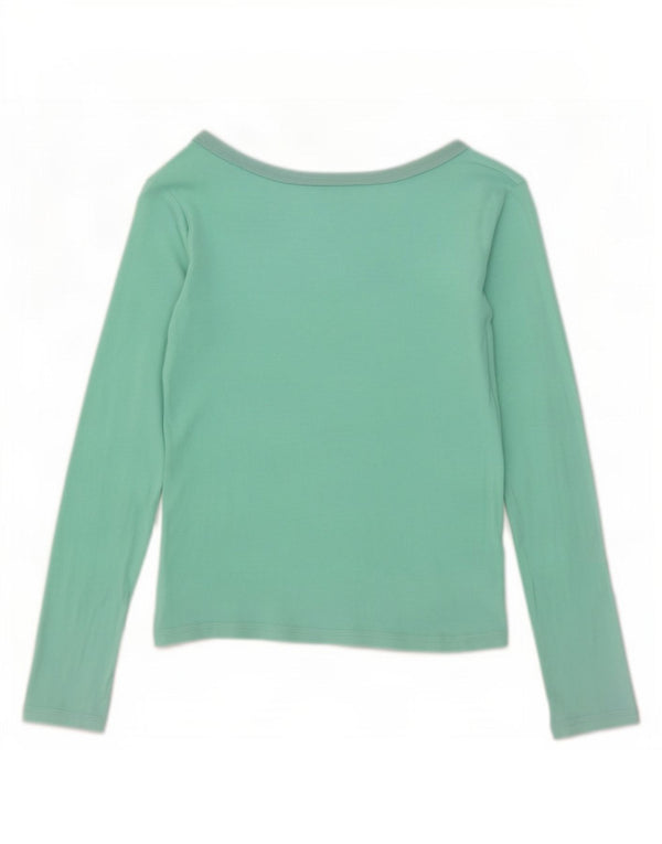 Marks & Spencer Top feminino de manga comprida sem ombro Reino Unido 14 verde médio