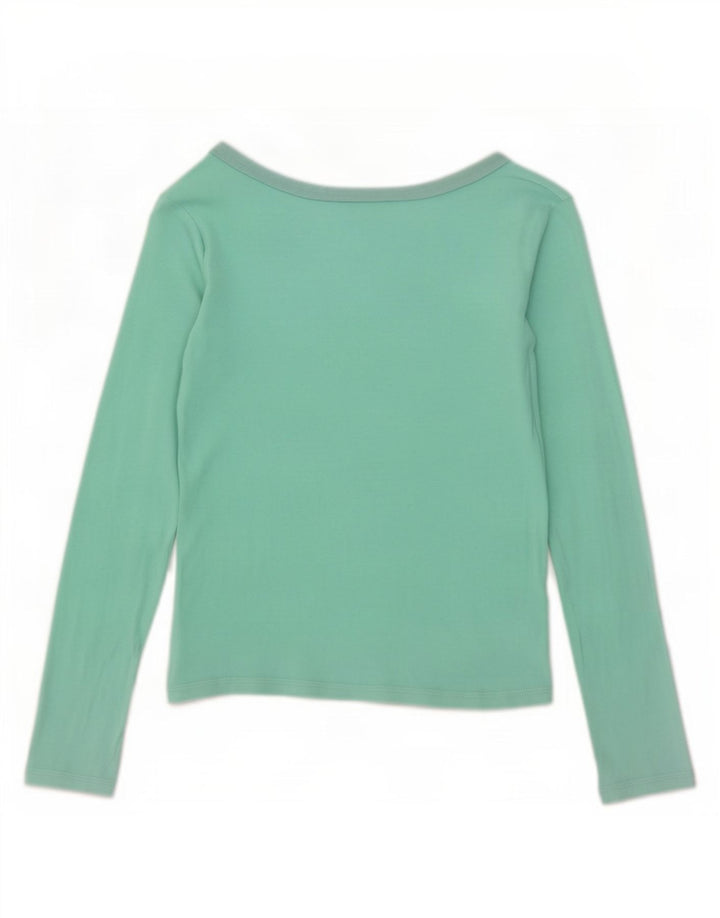 Marks & Spencer Top feminino de manga comprida sem ombro Reino Unido 14 verde médio