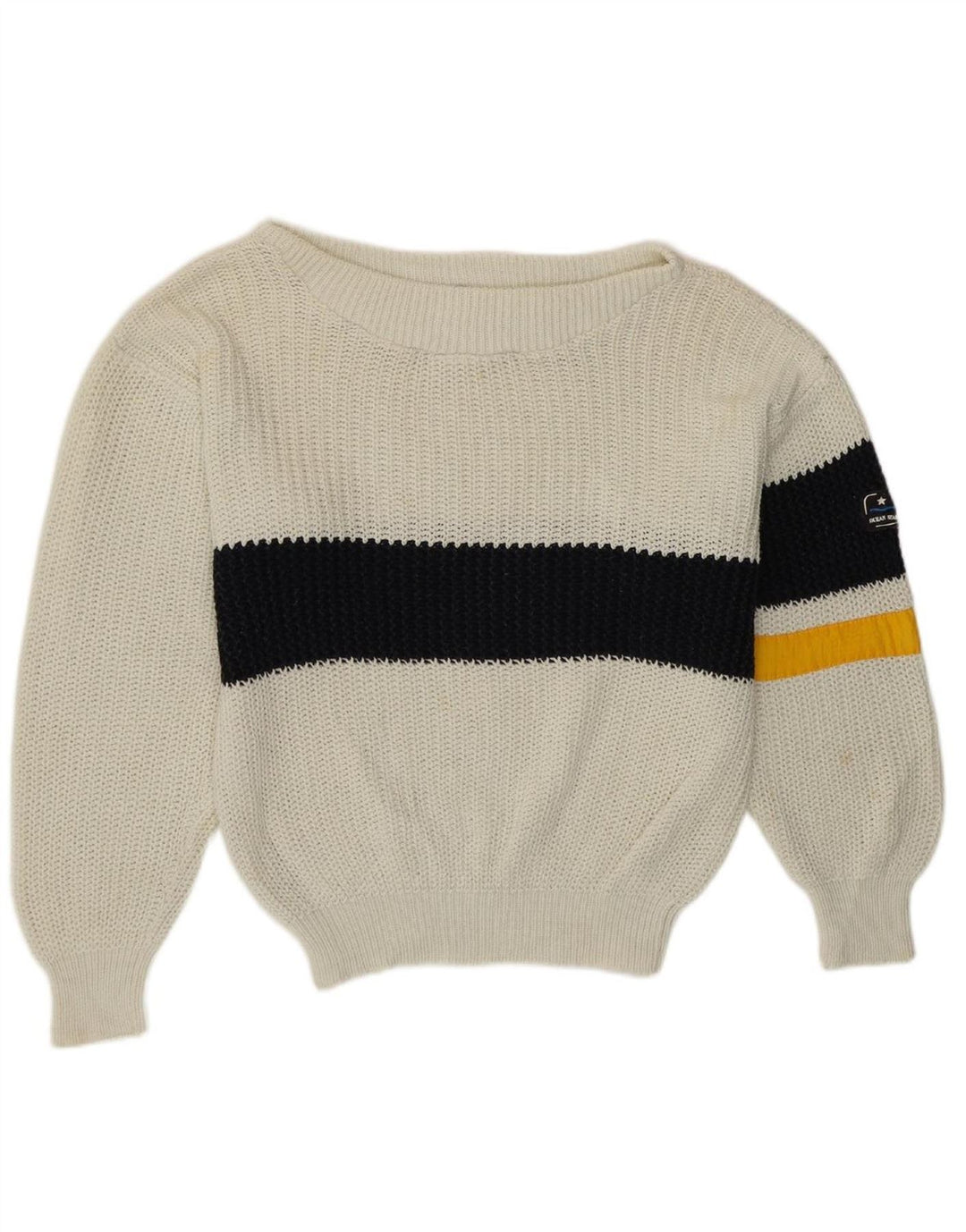 Suéter feminino OCEAN STAR com gola canoa IT 52 2XL branco colorblock