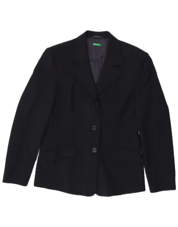 Jaqueta Blazer Feminina Benetton com 3 Botões IT 44 Poliéster Azul Marinho Médio