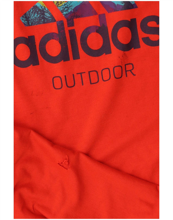 Adidas Mens Graphic Top Manga Longa UK 40/42 Poliéster Vermelho Médio