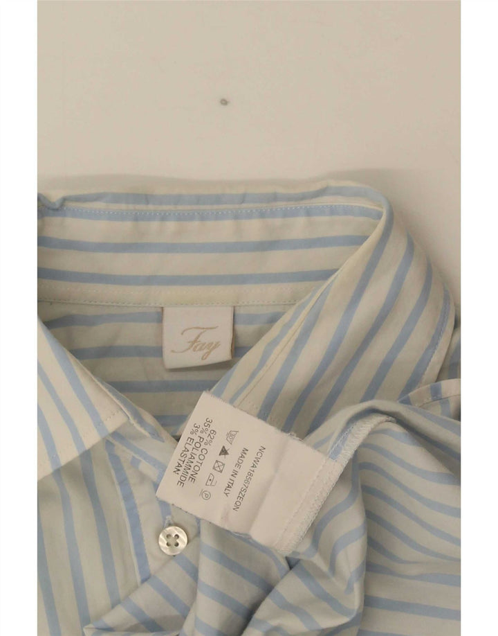 Camisa feminina Fay UK 10 algodão listrado azul pequeno