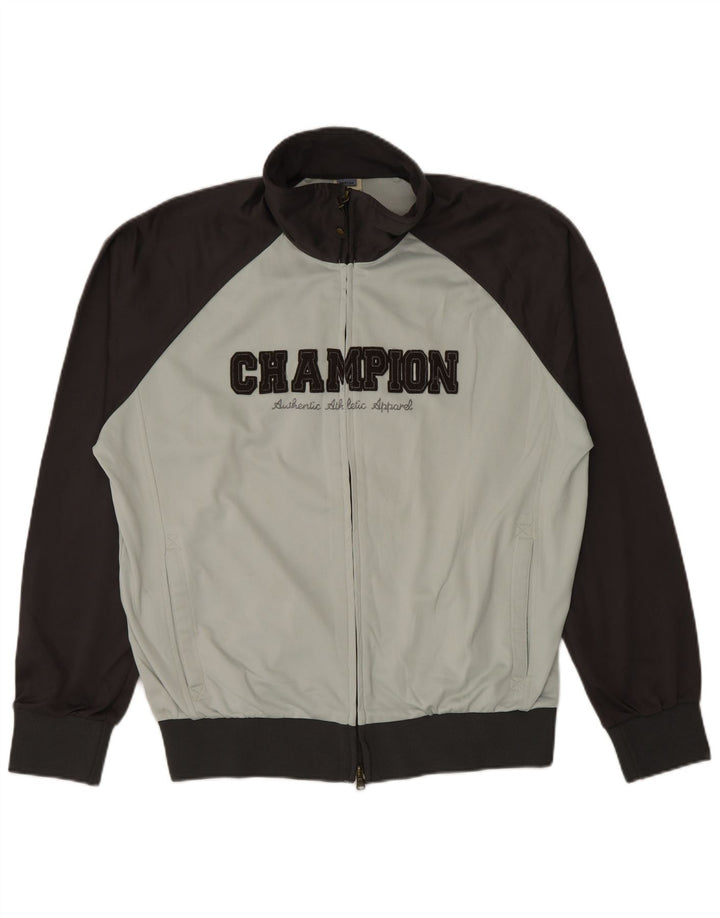 Jaqueta masculina Champion Graphic Tracksuit Top cinza médio bloco colorido