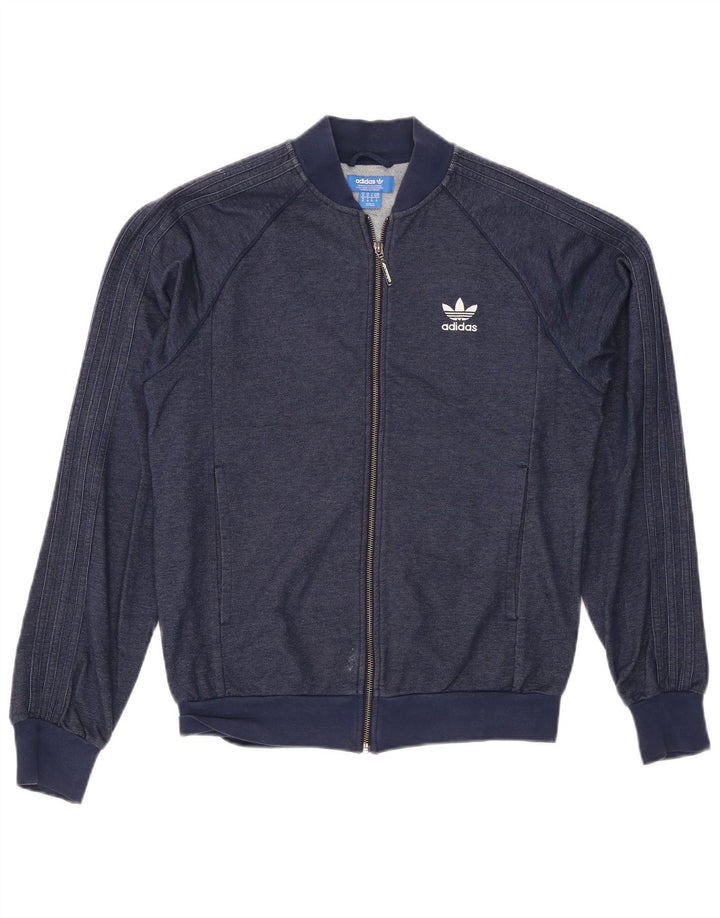 Adidas Mens Tracksuit Top Jacket Médio Azul Marinho Algodão