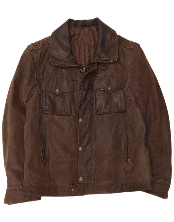 Jaqueta de couro masculina vintage Reino Unido 40 grande couro marrom