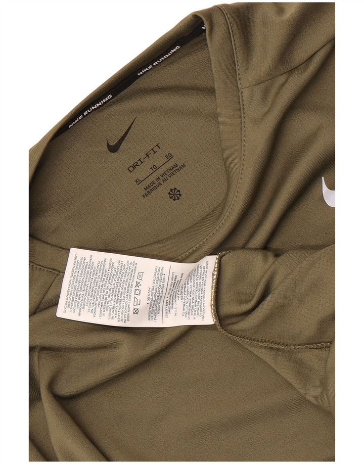 Nike Mens Dri Fit Top Manga Longa XL Cáqui Poliéster