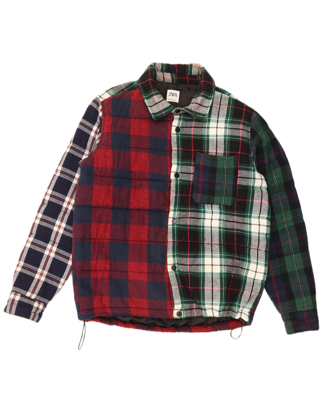 Zara Camisa masculina de flanela lenhador médio algodão xadrez multicolorido