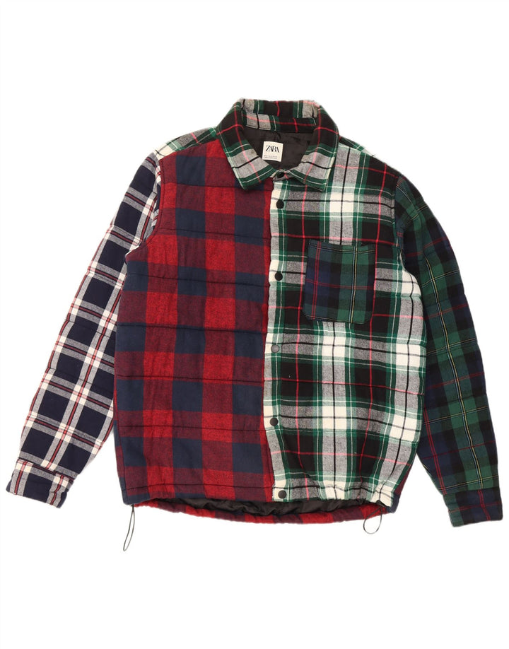 Zara Camisa masculina de flanela lenhador médio algodão xadrez multicolorido