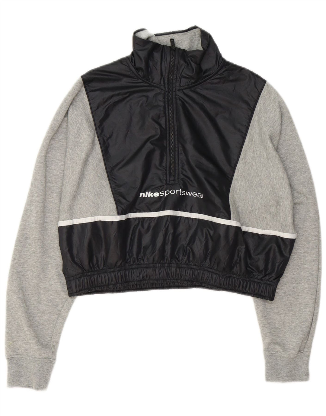Nike feminino oversized crop moletom jumper UK 10 pequeno cinza colorblock