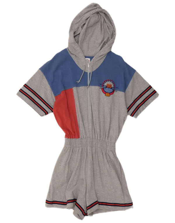 Macacão feminino com capuz Cacao UK 14 algodão colorblock cinza médio